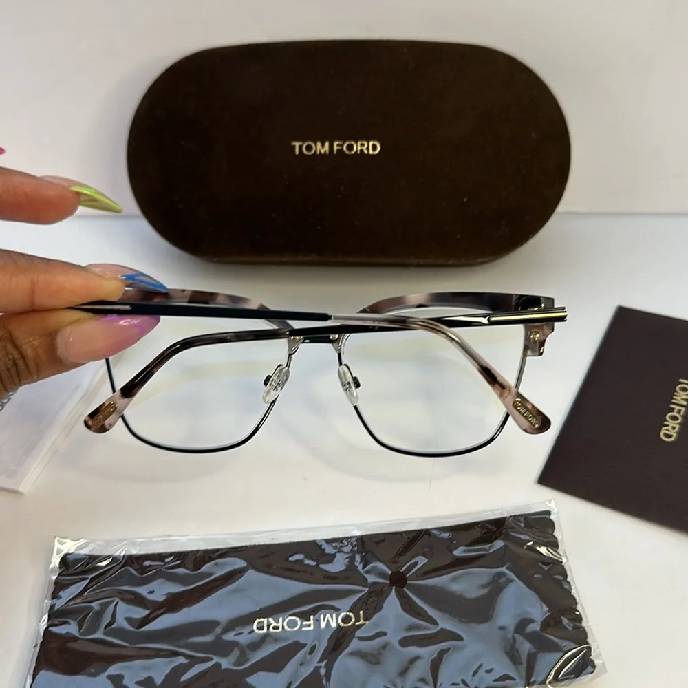 New Tom Ford FT5547-B Eyeglasses Pink Vintage Havana / Clear Lens Women's